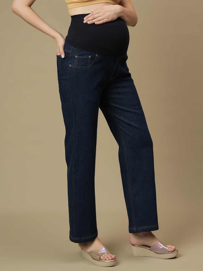 Maternity Blue Wide-leg Jeans