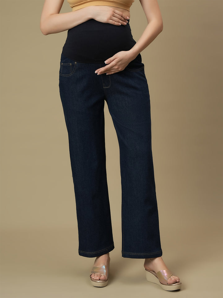 Maternity Blue Wide-leg Jeans