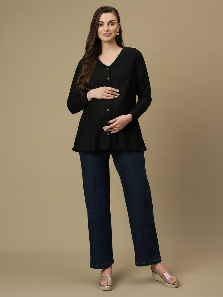Maternity Blue Wide-leg Jeans