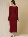 Maternity Ribbed Bodycon Maxi Dress- Burgundy