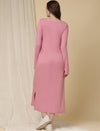 Maternity Ribbed Bodycon Maxi Dress- Pink