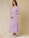 Maternity Ribbed Bodycon Maxi Dress- Purple