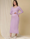 Maternity Ribbed Bodycon Maxi Dress- Purple