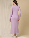 Maternity Ribbed Bodycon Maxi Dress- Purple