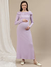 Boat Neck Maternity Bodycon Dress- Lilac