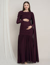 Maternity Draped Baby Shower Gown - Purple