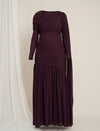 Maternity Draped Baby Shower Gown - Purple