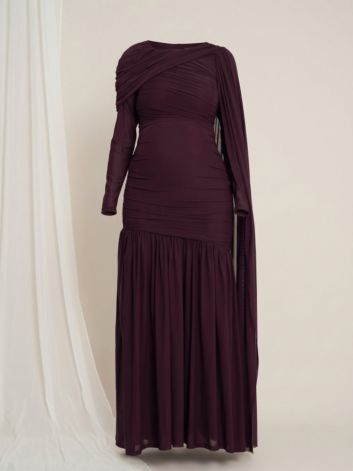 Maternity Draped Baby Shower Gown - Purple