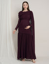 Maternity Draped Baby Shower Gown - Purple