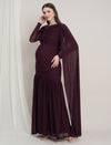 Maternity Draped Baby Shower Gown - Purple