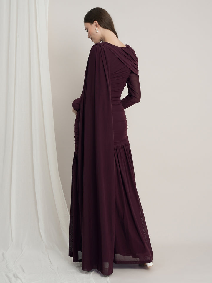 Maternity Draped Baby Shower Gown - Purple