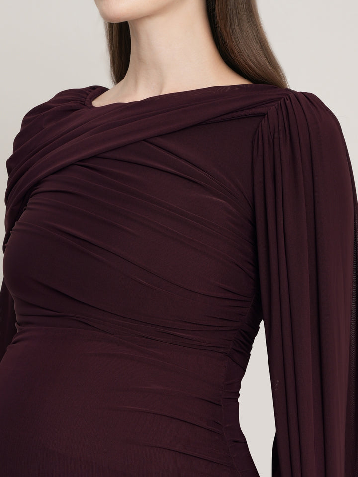Maternity Draped Baby Shower Gown - Purple
