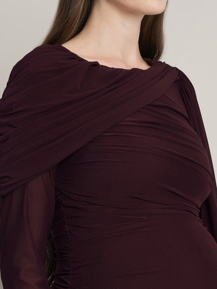 Maternity Draped Baby Shower Gown - Purple