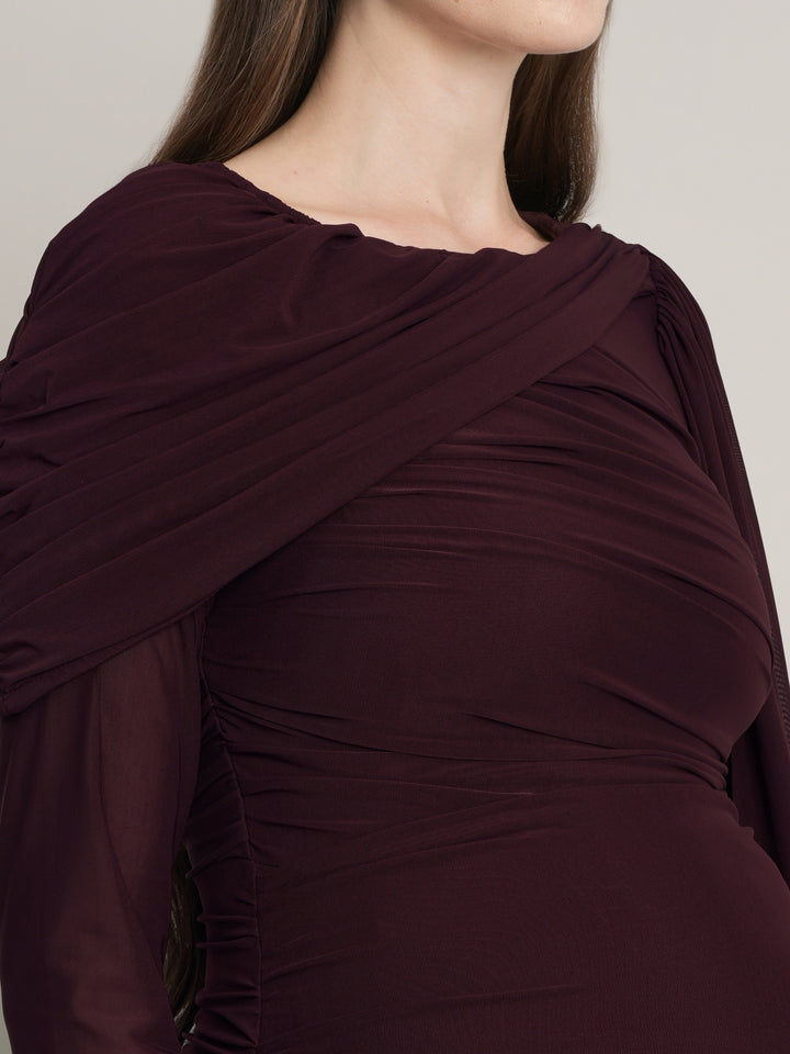 Maternity Draped Baby Shower Gown - Purple