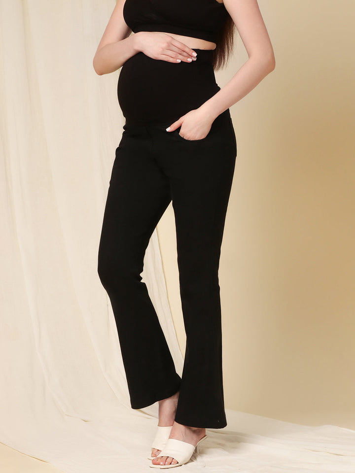 Maternity Bootcut Jeans- Charcoal Black