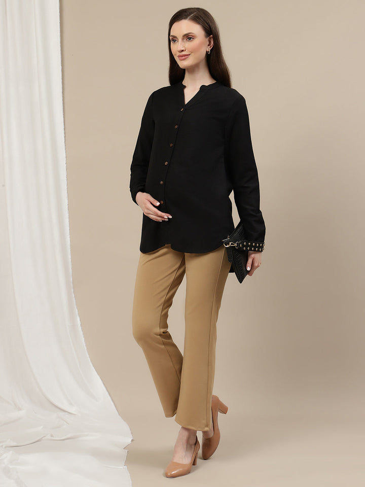 Ultra-Stretch Bootcut Maternity Pants- Beige