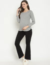 Maternity French Terry Bootcut Pants- Black