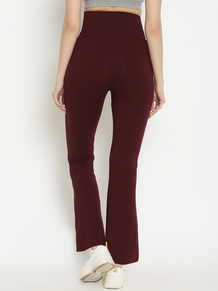 Maternity French Terry Bootcut Pants- Wine Berry