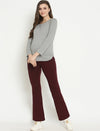 Maternity French Terry Bootcut Pants- Wine Berry