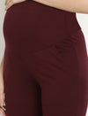 Maternity French Terry Bootcut Pants- Wine Berry