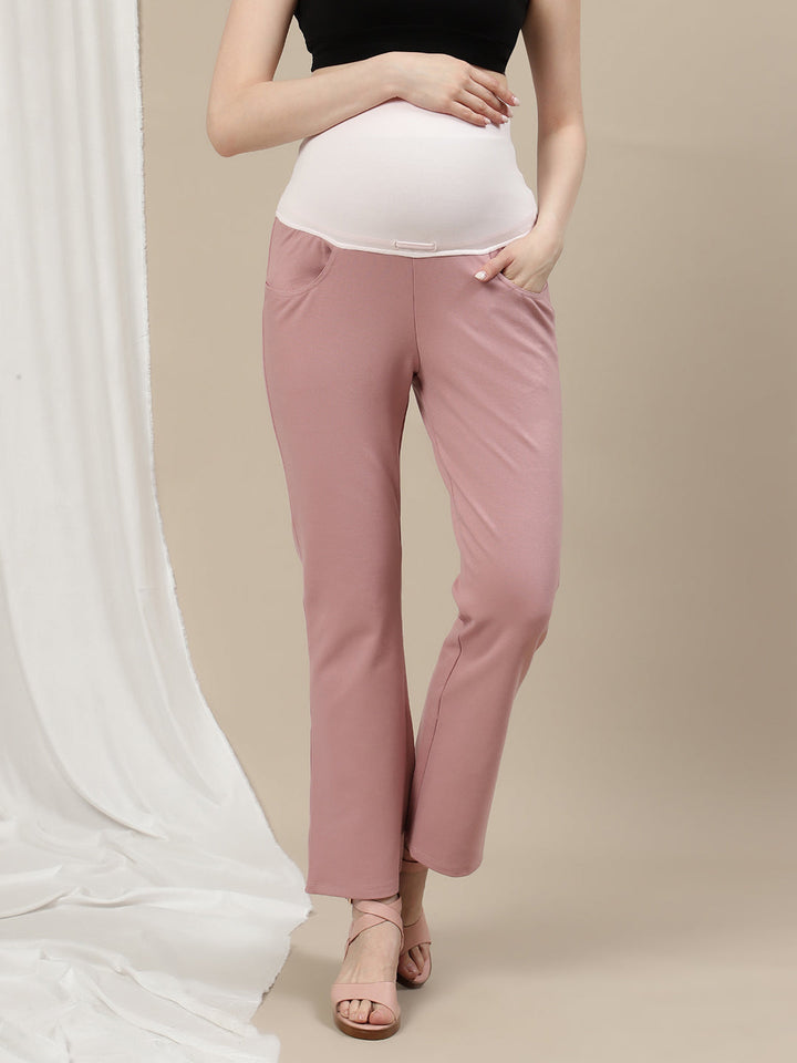 Ultra-Stretch Bootcut Maternity Pants- Pink
