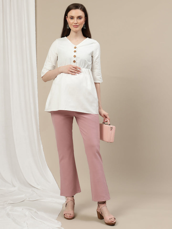 Ultra-Stretch Bootcut Maternity Pants- Pink