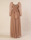 Maternity Brown Tulle Gown with Detachable Train