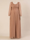 Maternity Brown Tulle Gown with Detachable Train