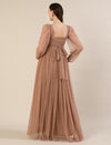 Maternity Brown Tulle Gown with Detachable Train