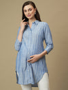 Maternity Button-Down Blue Long Oversized Shirt