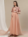 Maternity Cape Gown Dress with Trail
