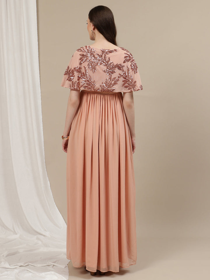 Maternity Cape Gown Dress with Trail