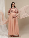 Maternity Cape Gown Dress with Trail
