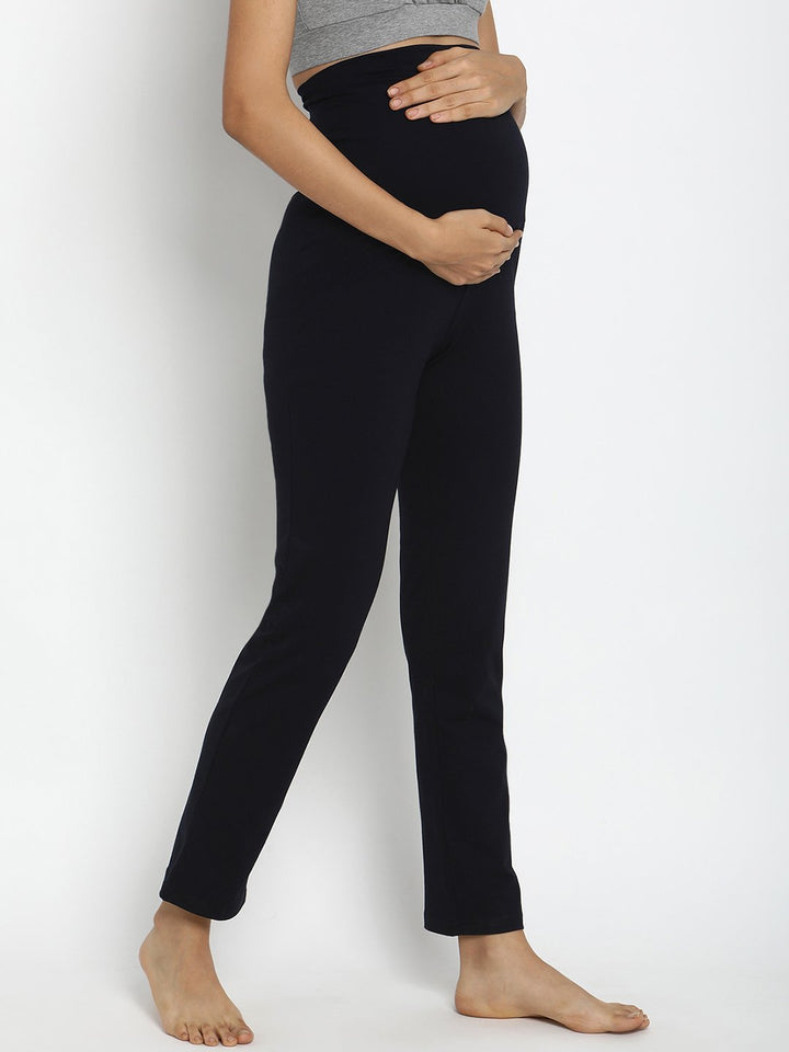 Maternity French Terry Ankle Pants- Navy Blue