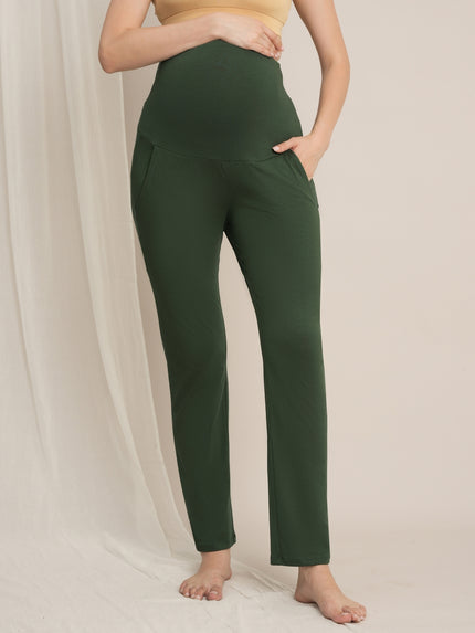 Maternity high-rise straight-leg pants- Green