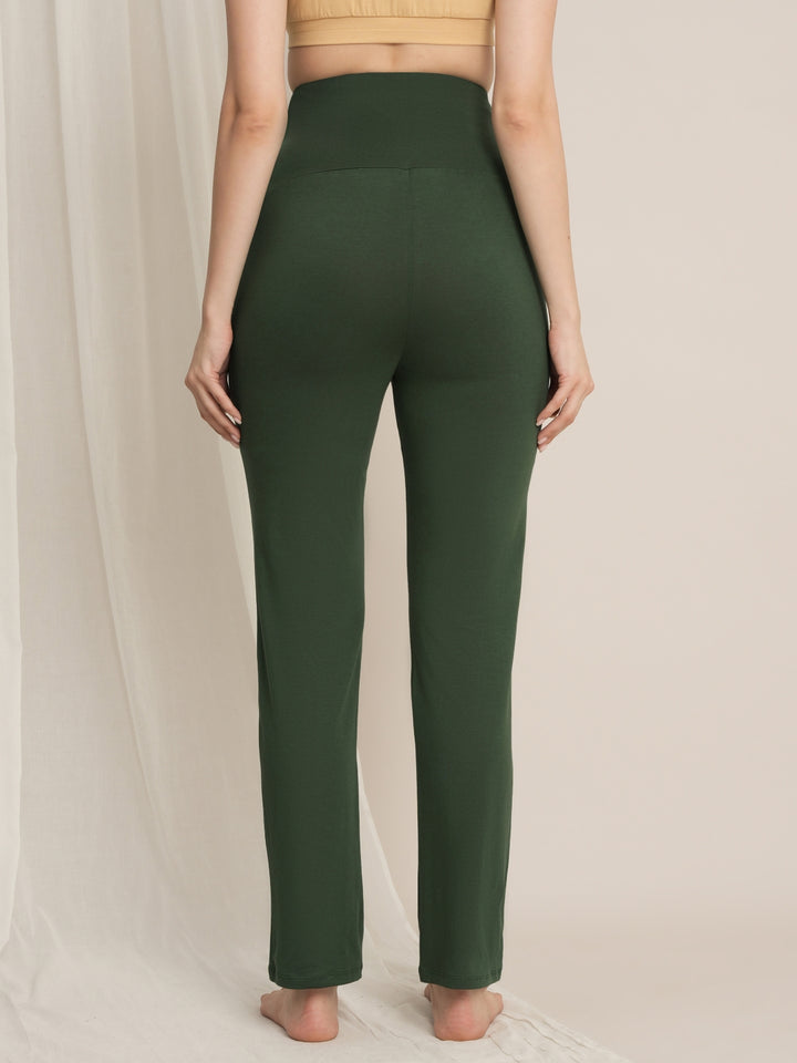Maternity high-rise straight-leg pants- Green