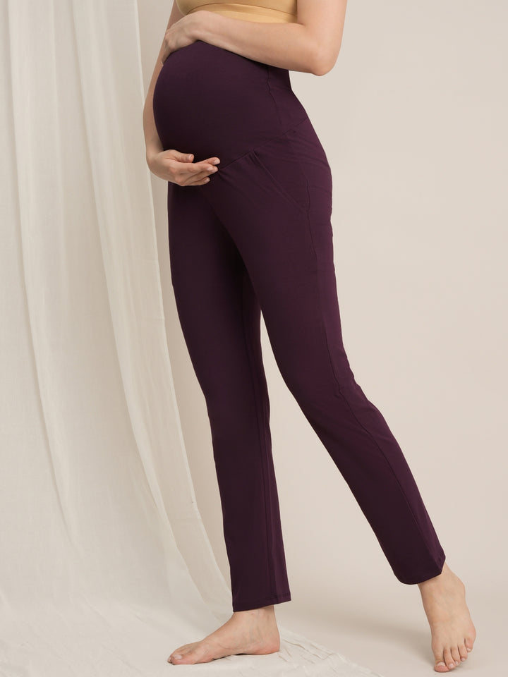 Maternity high-rise straight-leg pants- Purple