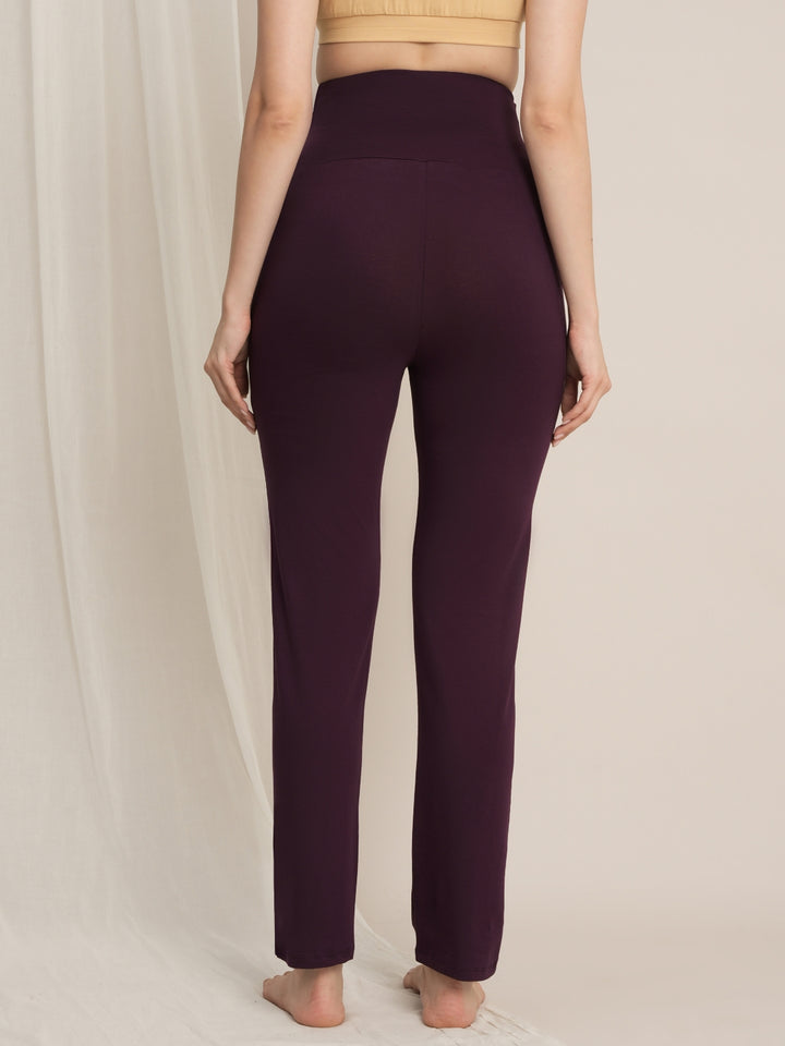 Maternity high-rise straight-leg pants- Purple