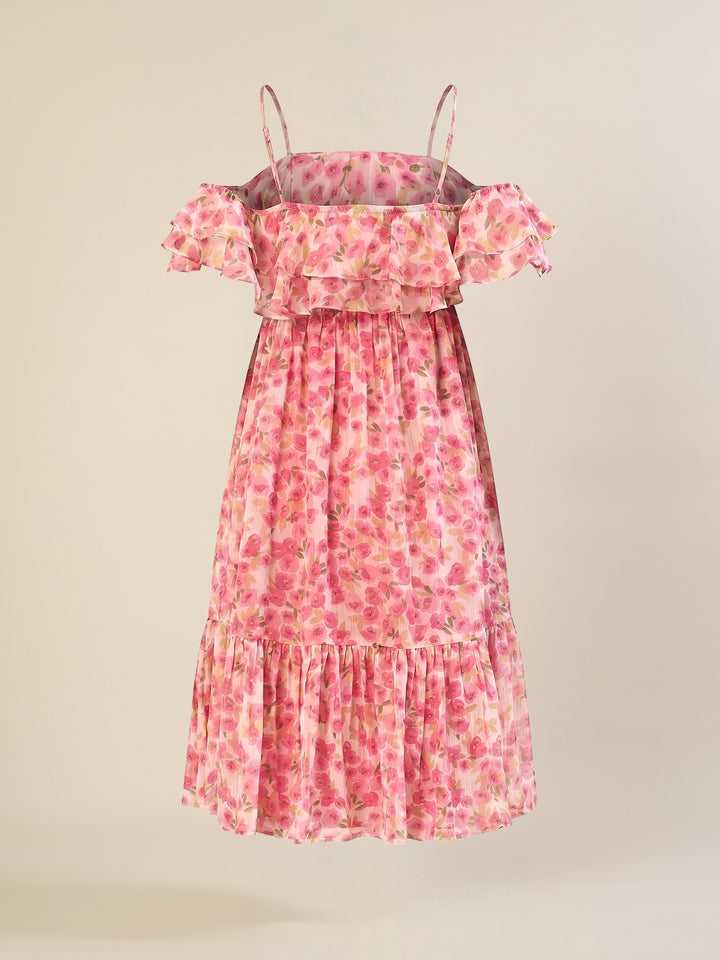 Maternity & Nursing Chiffon Floral Pink Knee Length Dress