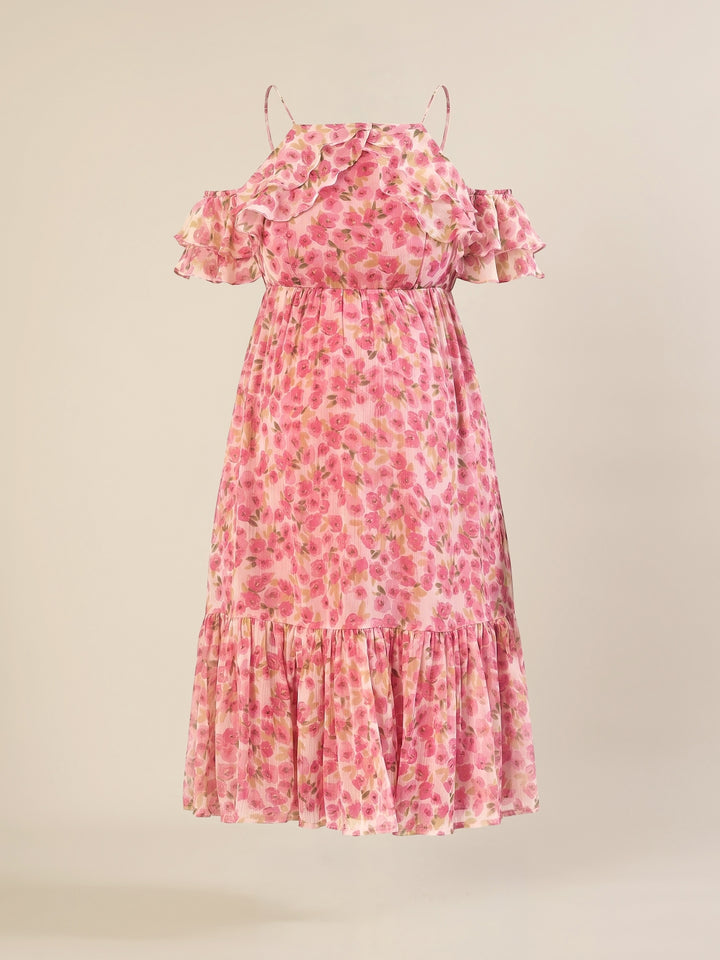 Maternity & Nursing Chiffon Floral Pink Knee Length Dress