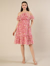 Maternity & Nursing Chiffon Floral Pink Knee Length Dress