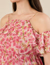 Maternity & Nursing Chiffon Floral Pink Knee Length Dress