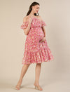 Maternity & Nursing Chiffon Floral Pink Knee Length Dress