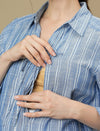 Maternity Collared Blue Long Shirt