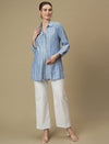 Maternity Collared Blue Long Shirt