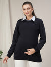 Winter Maternity & Nursing Blue Collared Sweatshirt
