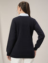 Winter Maternity & Nursing Blue Collared Sweatshirt