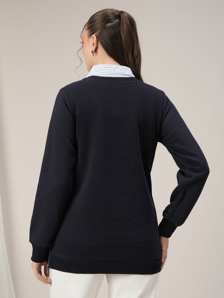 Winter Maternity & Nursing Blue Collared Sweatshirt