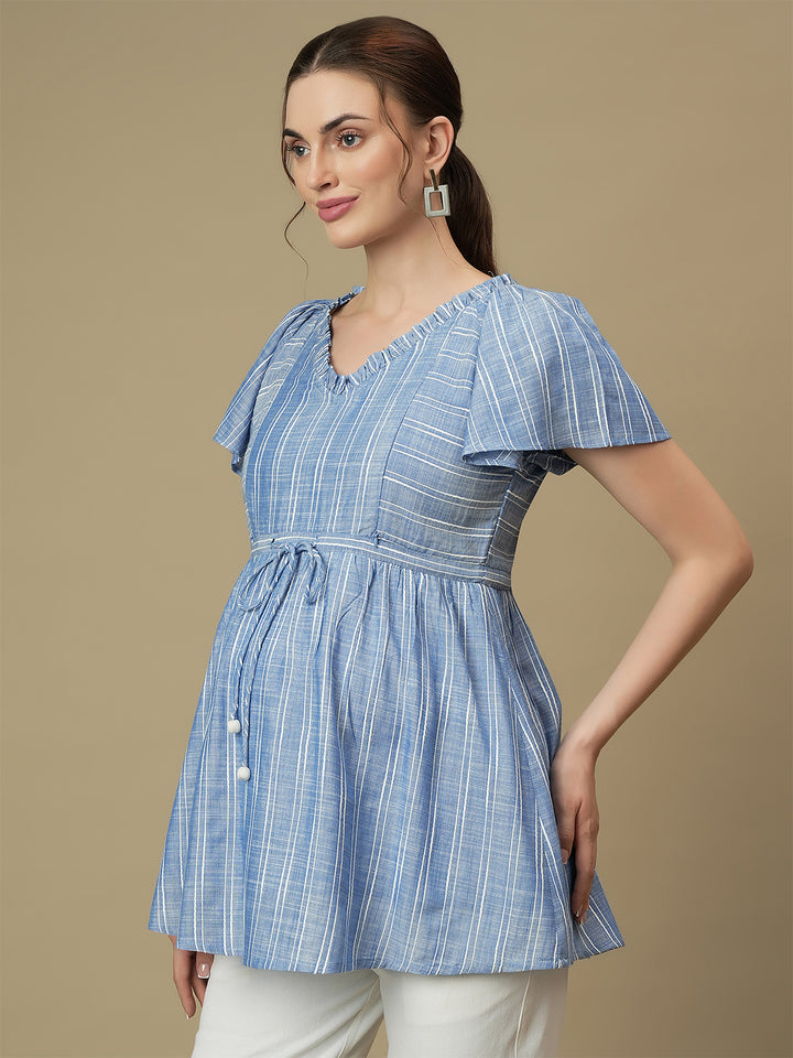 Maternity Comfy Blue Peplum Top