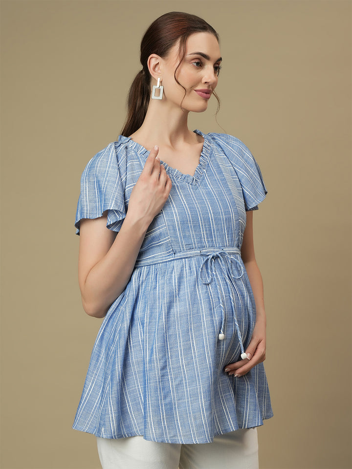 Maternity Comfy Blue Peplum Top